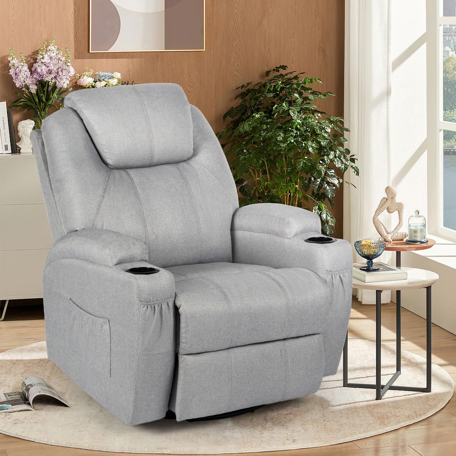 Esright Rocker Recliner with Massage and Heat