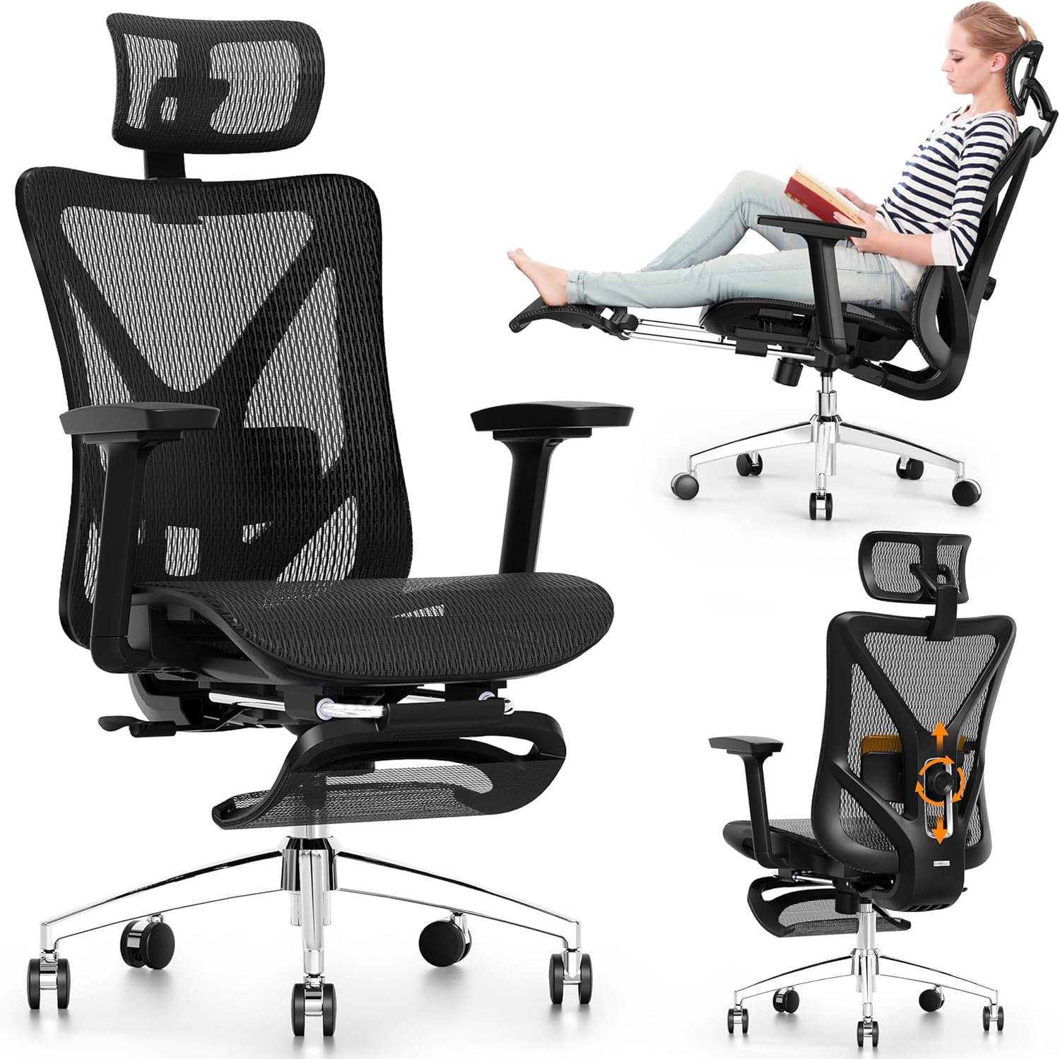 GABRYLLY Cross‑Legged Chair with Footrest