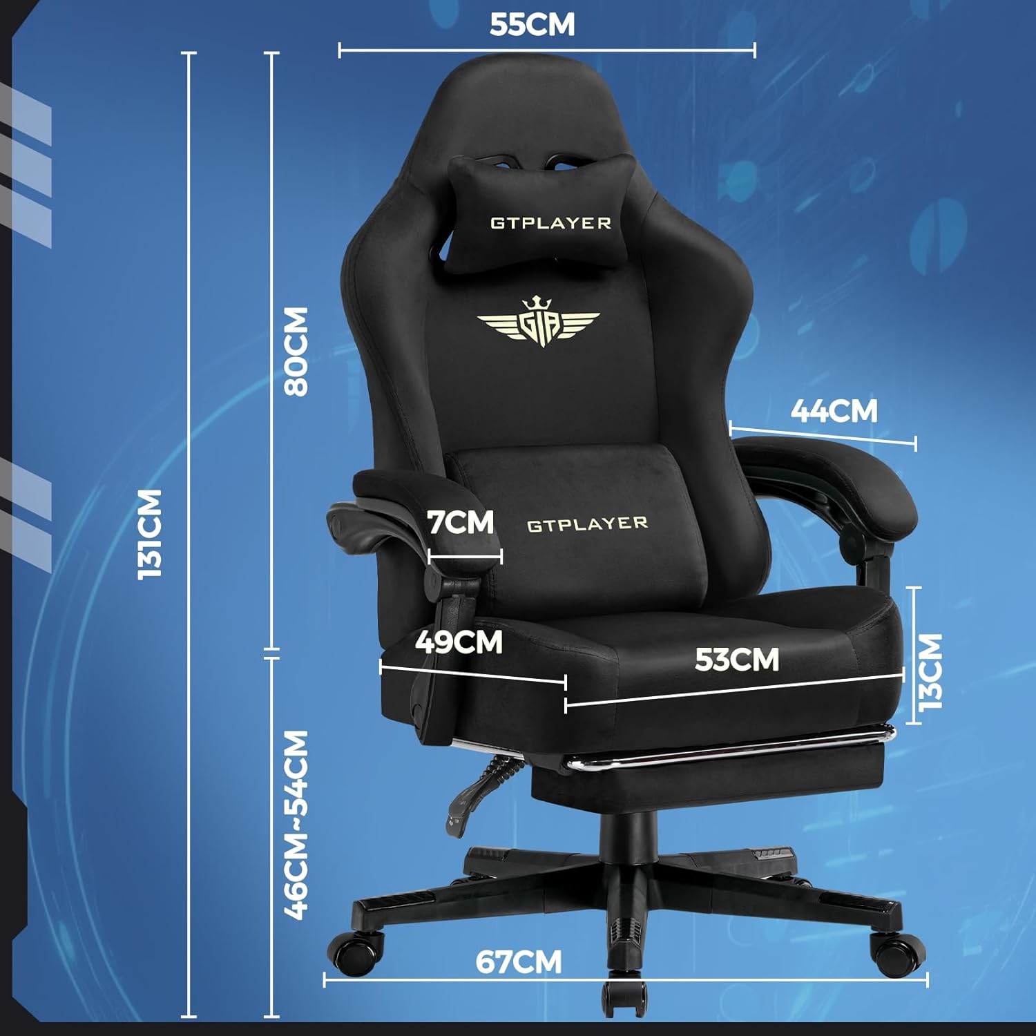 GTPLAYER Big and Tall Fabric Chair