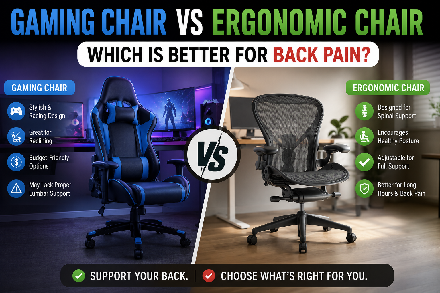 Gaming Chair vs Ergonomic Chair