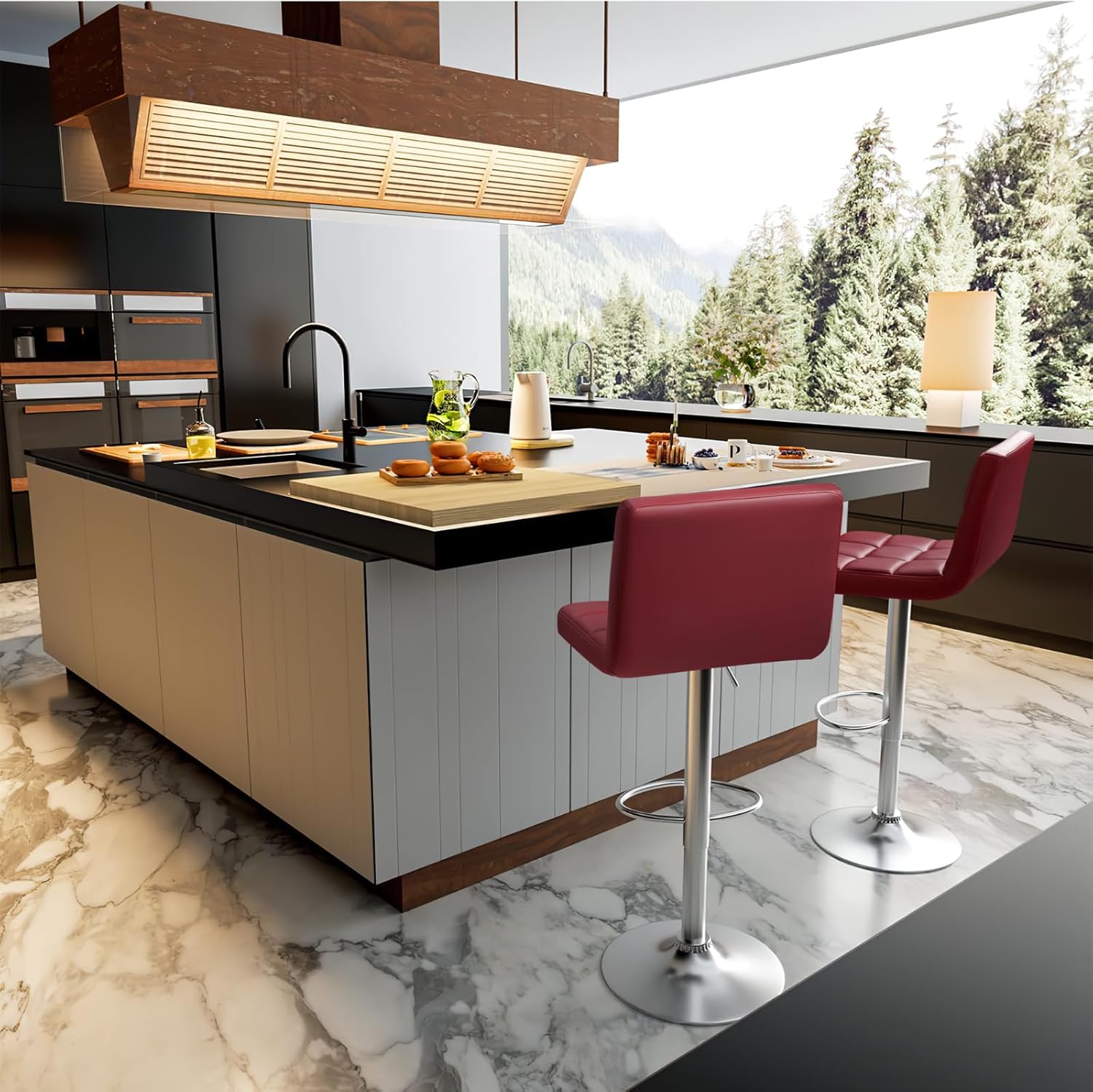 Homall Bar Stools Modern PU Leather Adjustable