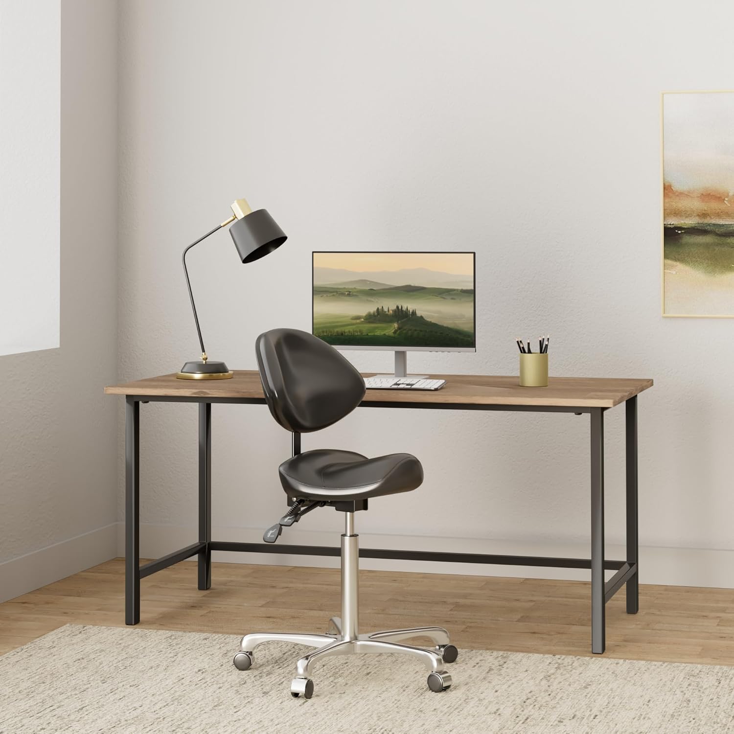 Kaleurrier Ergonomic Saddle Stool with Back