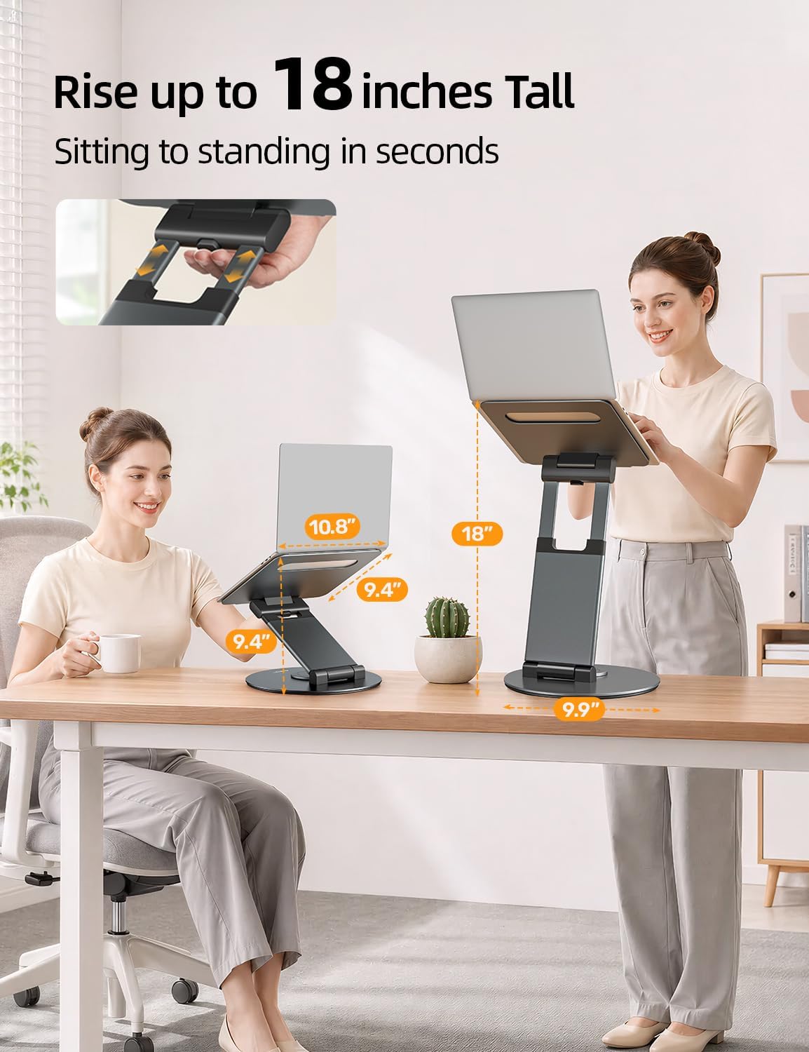 Nulaxy Telescopic 360 Rotating Laptop Stand for Desk Adjustable