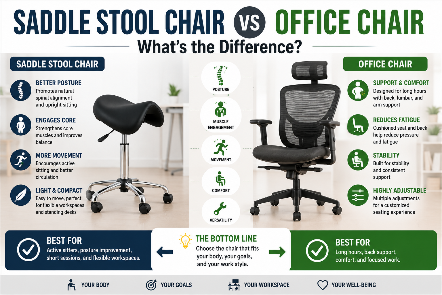 Saddle Stool Chair vs Office Chair