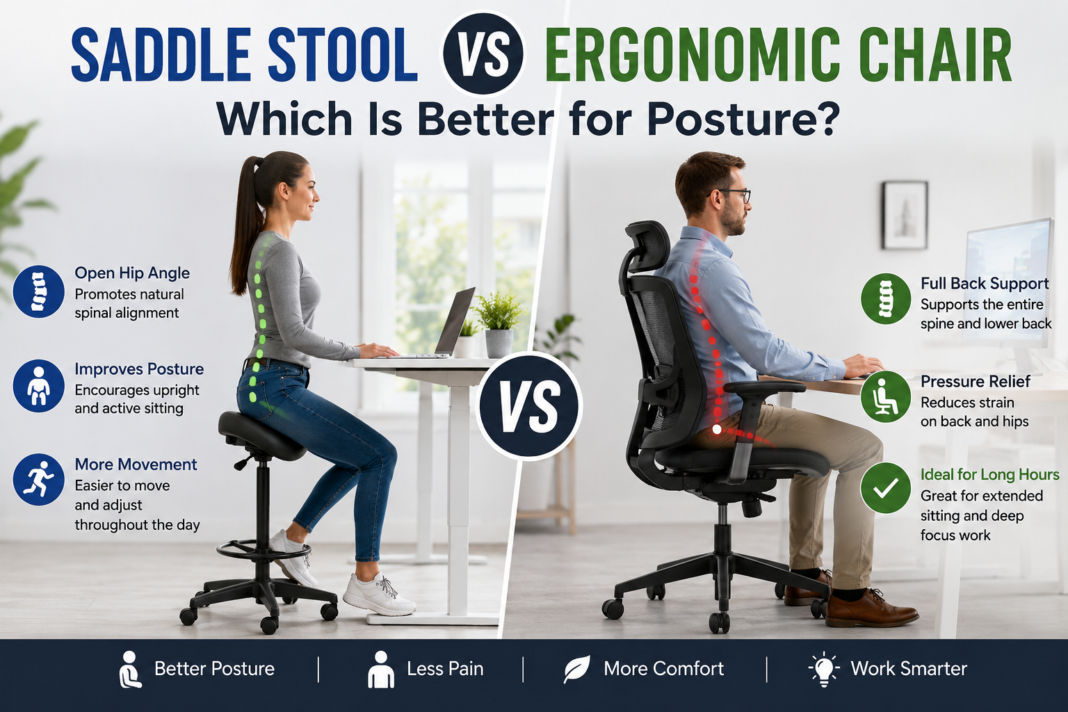 Saddle Stool vs Ergonomic Chair