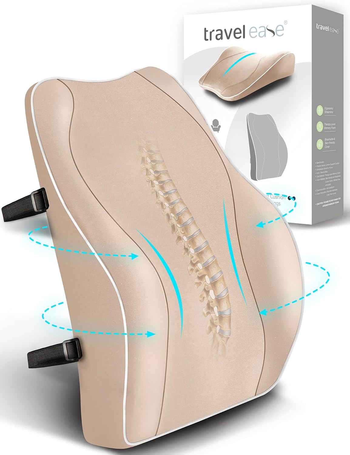 Travel Ease Memory Foam Chair Cushion and Lumbar Support