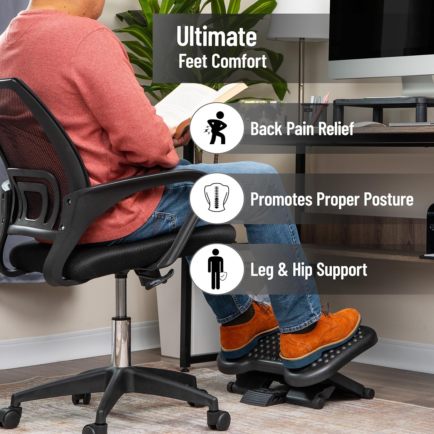 Mind Reader Under Desk Foot Hammock