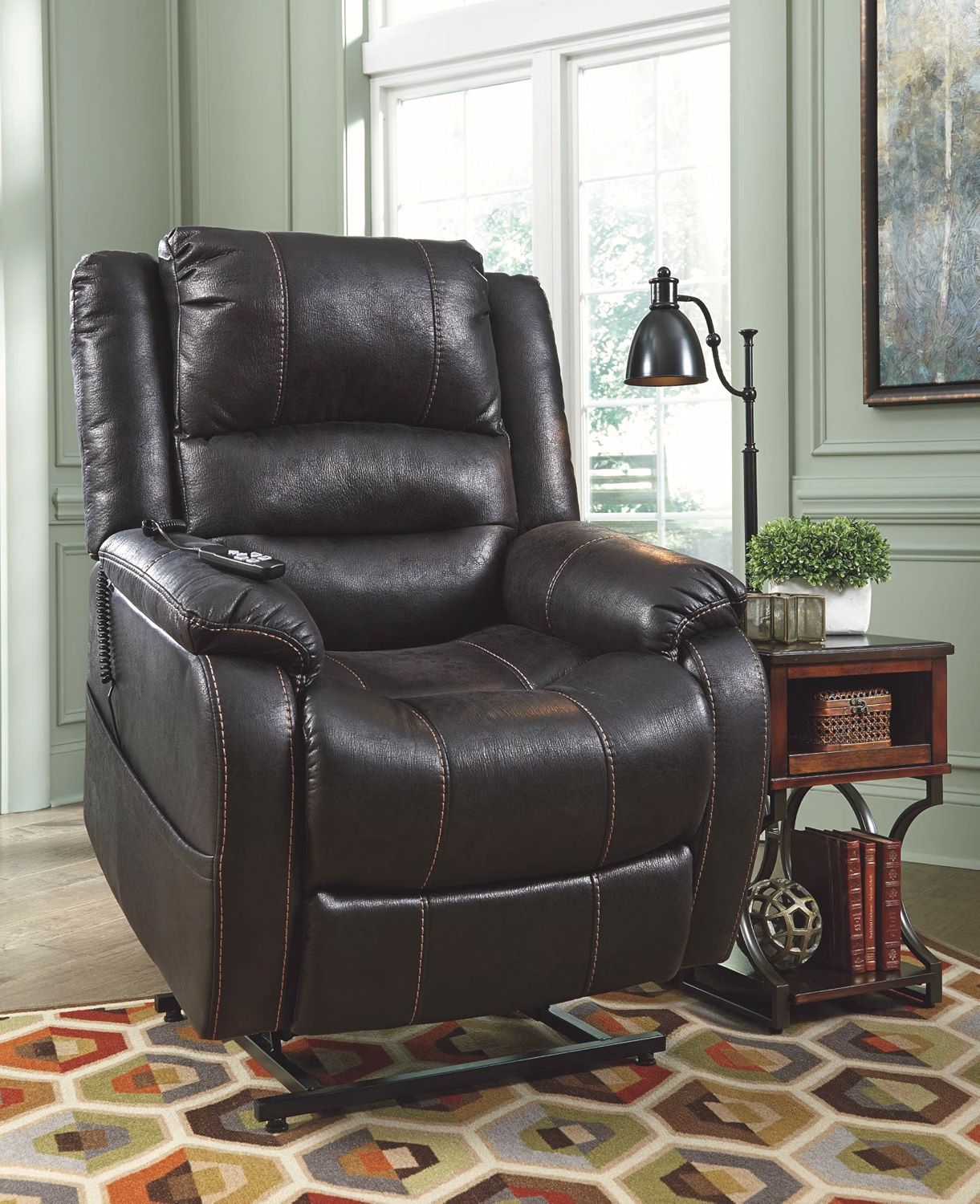 Signature Design by Ashley Yandel Faux Leather Electric Power Lift Recliner