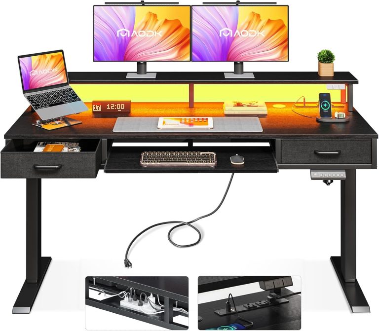 AODK 55 inch electric standing desk drawers keyboard tray