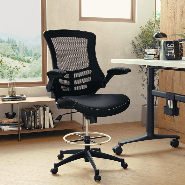 Flash Furniture LeatherSoft Adjustable Ergonomic Drafting Chair