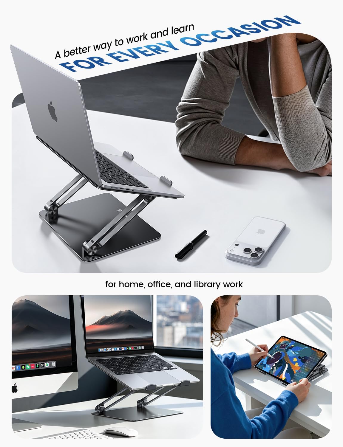 Lamicall Adjustable Laptop Stand for Desk for MacBook Air Pro