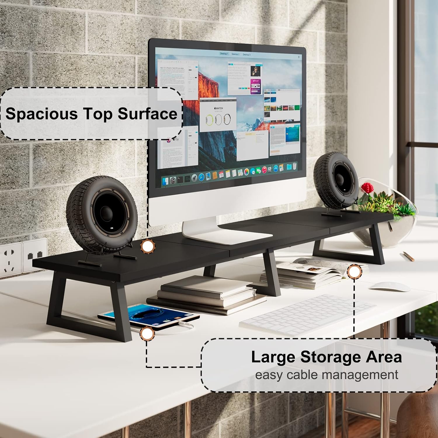 TEAMIX 42 inch Large Dual Monitor Riser