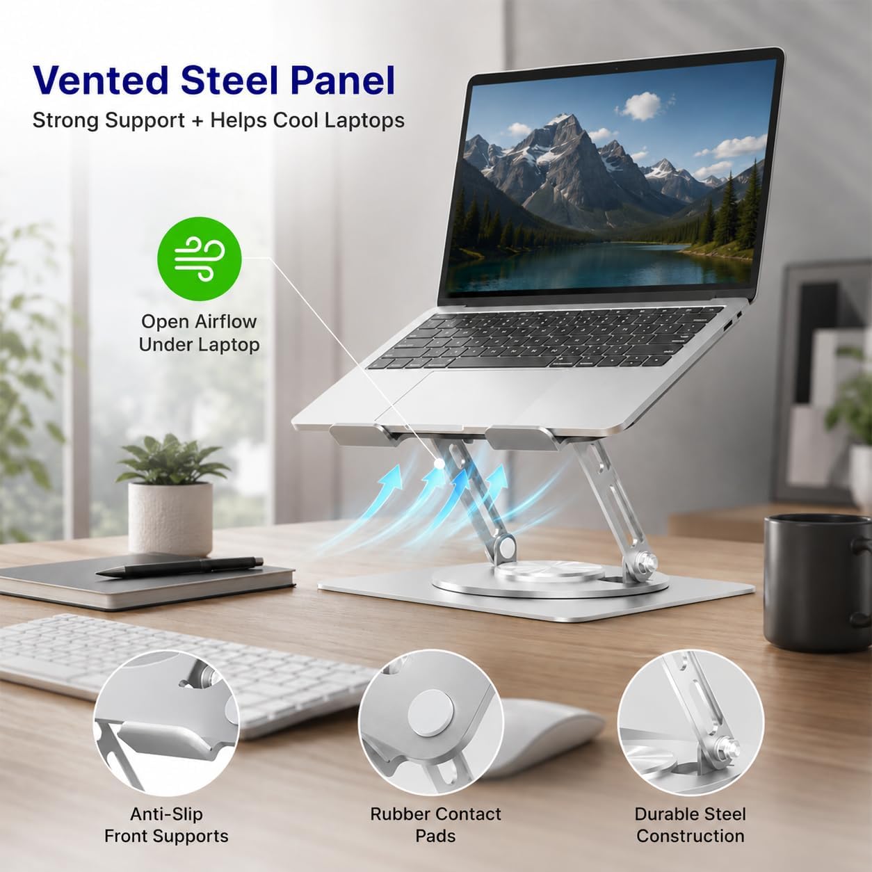 Uncaged Ergonomics Swivel Laptop Stand for Desk